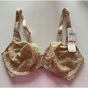 NEW Wacoal 32DD Bra Beige Lace Underwire Adjustable Full Coverage Model 85750